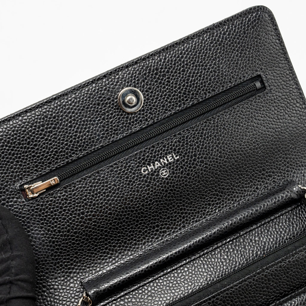 CHANEL CLASSIC WALLET ON CHAIN CAVIAR BLACK SHW (MICROCHIP)