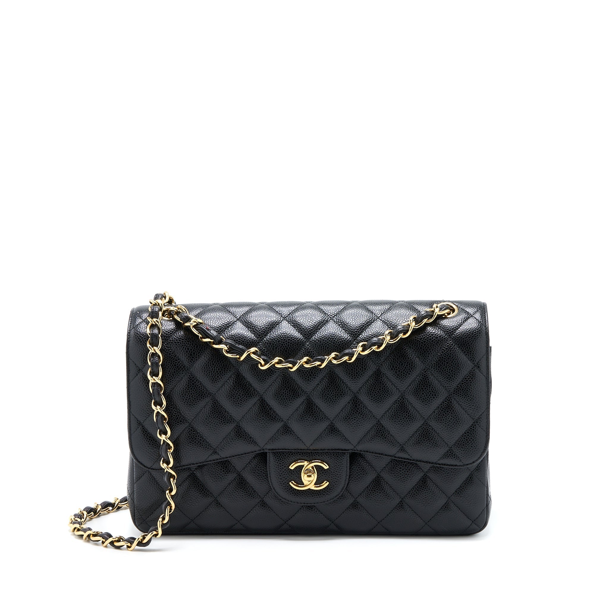 CHANEL JUMBO CLASSIC DOUBLE FLAP BAG CAVIAR BLACK GHW