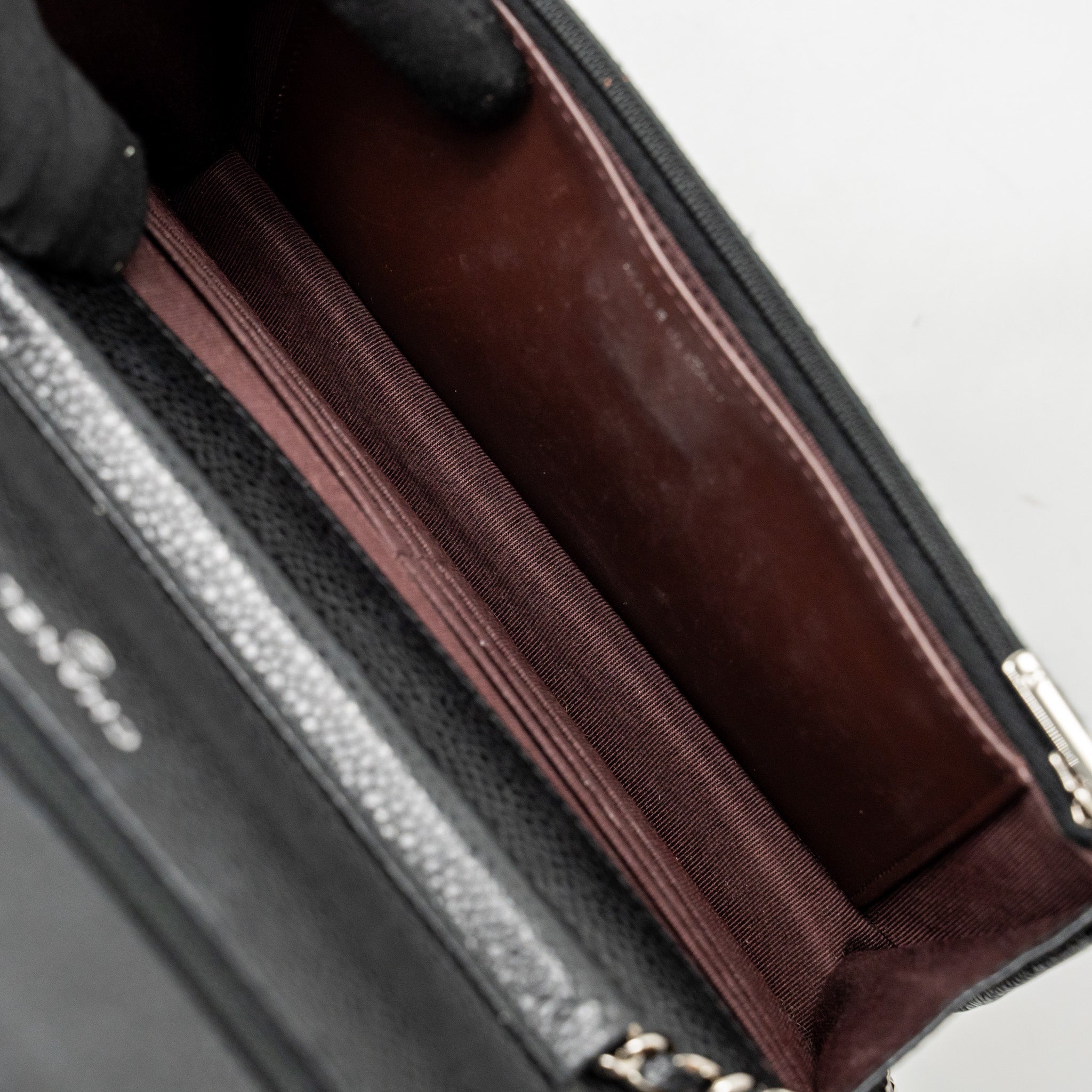 CHANEL CLASSIC WALLET ON CHAIN CAVIAR BLACK SHW (MICROCHIP)