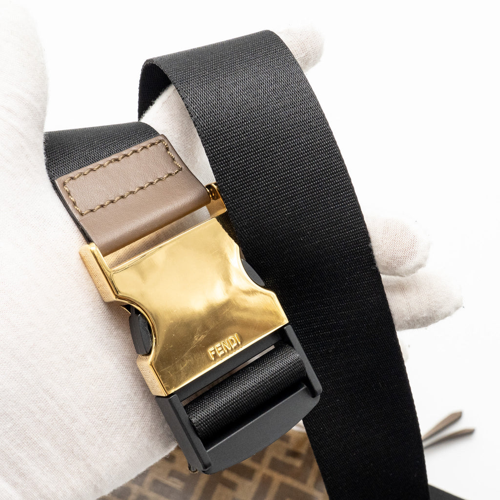 FENDI ROMA FENDI WAIST BAG FF CANVAS BROWN GHW