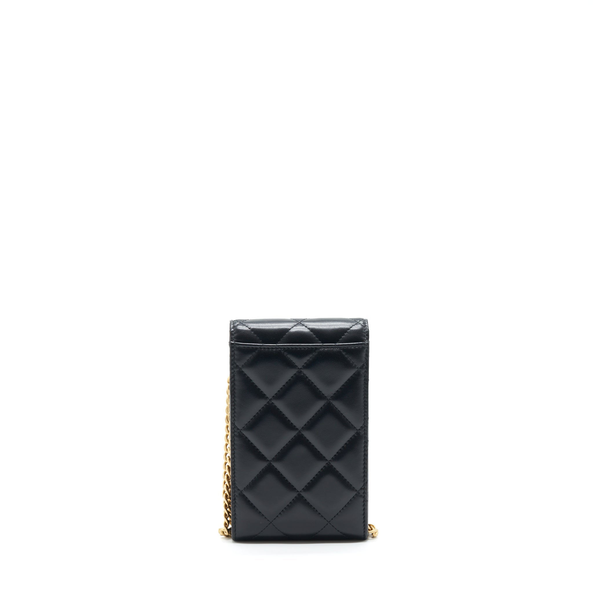CHANEL 22P VERTICAL MINI FLAP BAG LAMBSKIN BLACK WITH ENAMEL BUCKLE BRUSHED GHW