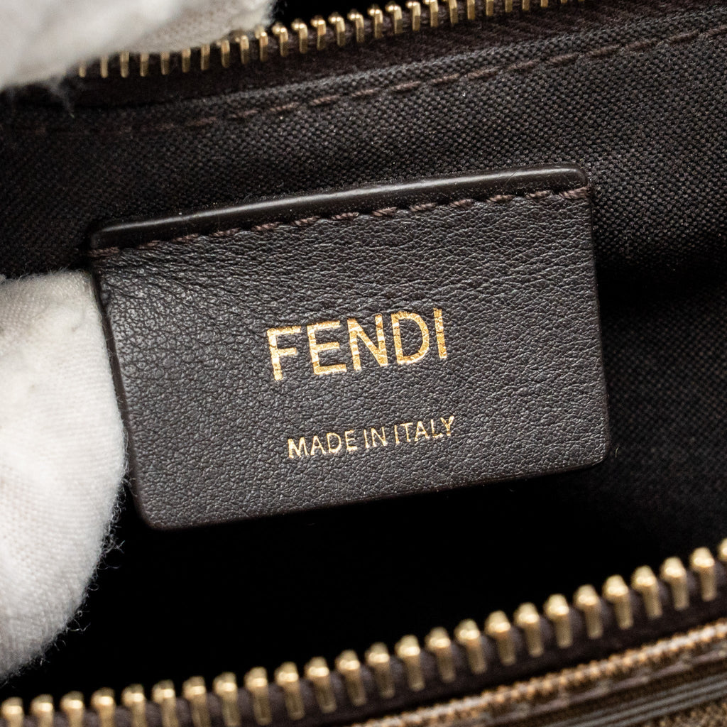 FENDI ROMA FENDI WAIST BAG FF CANVAS BROWN GHW