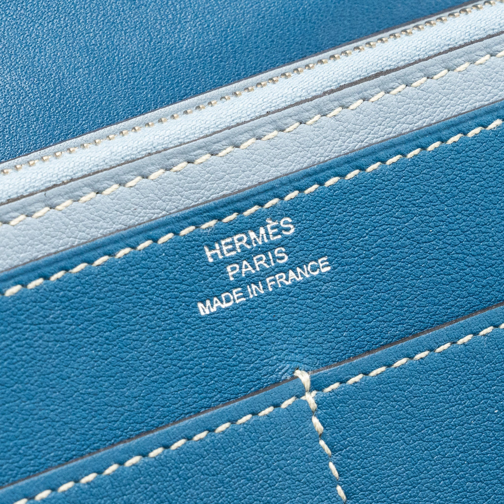 HERMES DOGON COMPACT WALLET SWIFT BLUE SHW