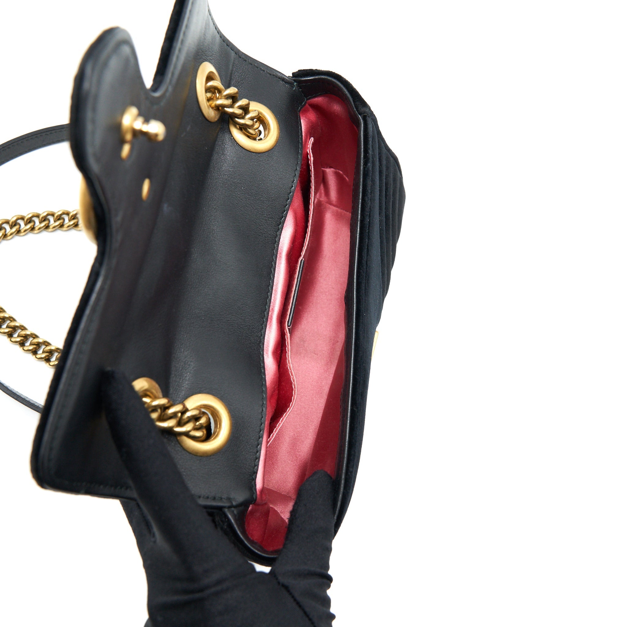 GUCCI MINI MARMONT VELVET BLACK GHW