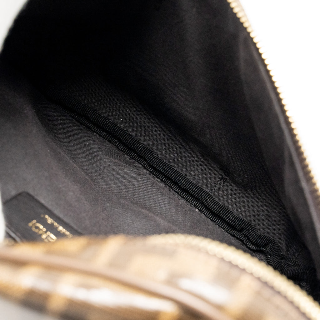 FENDI ROMA FENDI WAIST BAG FF CANVAS BROWN GHW