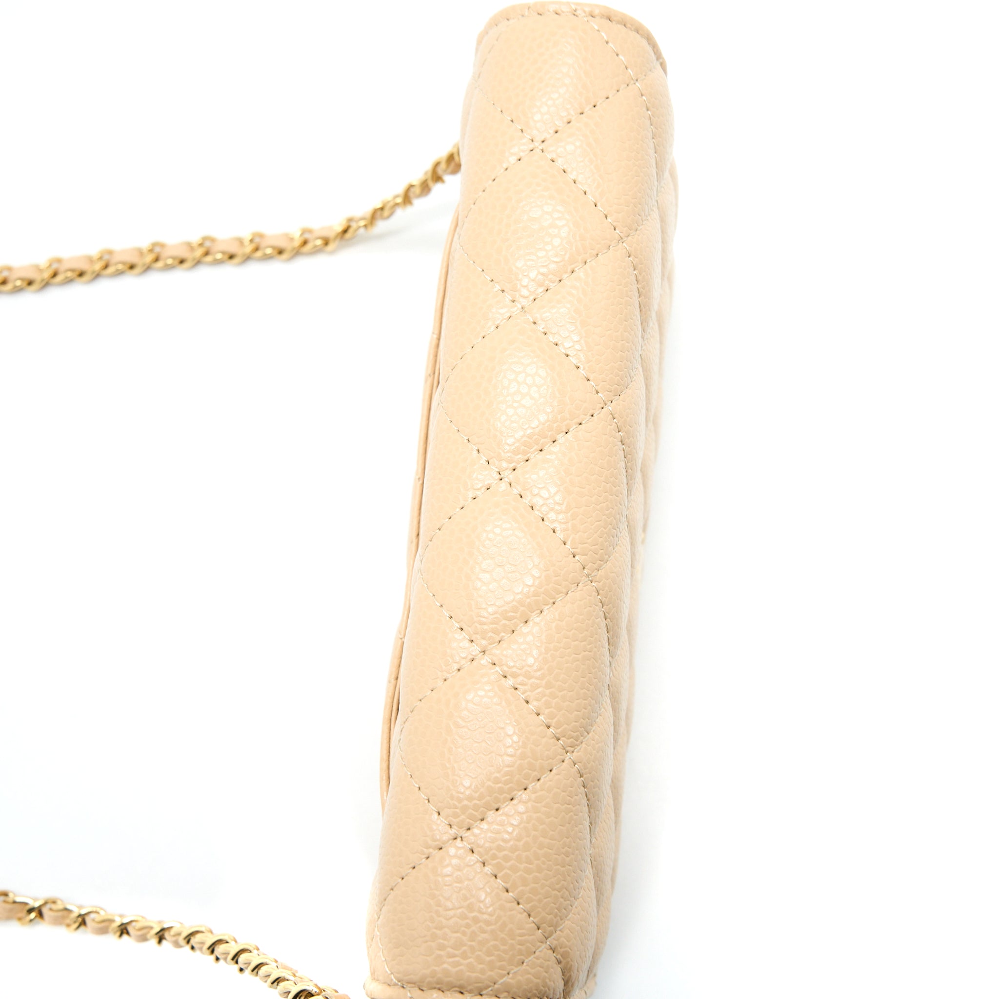 CHANEL CLASSIC WALLET ON CHAIN CAVIAR BEIGE GHW (MICROCHIP)