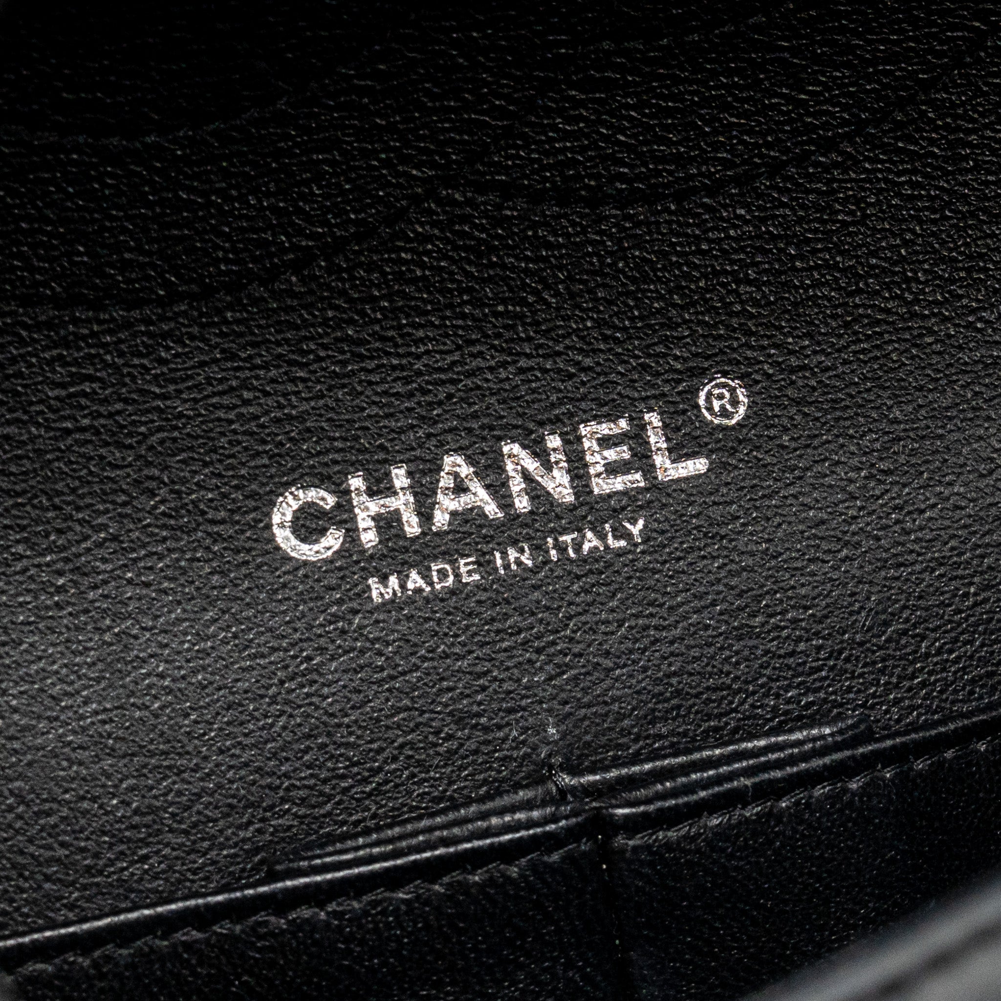 CHANEL JUMBO CLASSIC DOUBLE FLAP BAG PATENT BLACK SHW