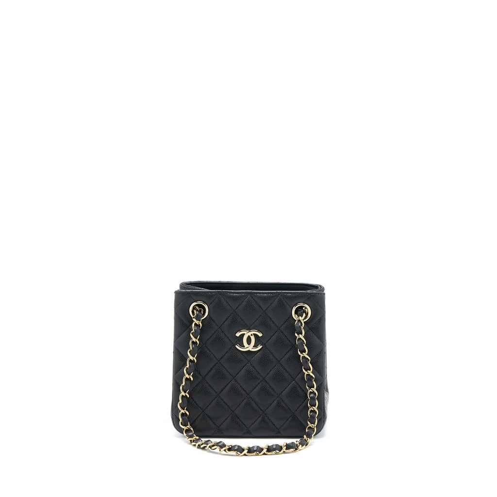 CHANEL 23C MINI BUCKET BAG CAVIAR BLACK LGHW (MICROCHIP)