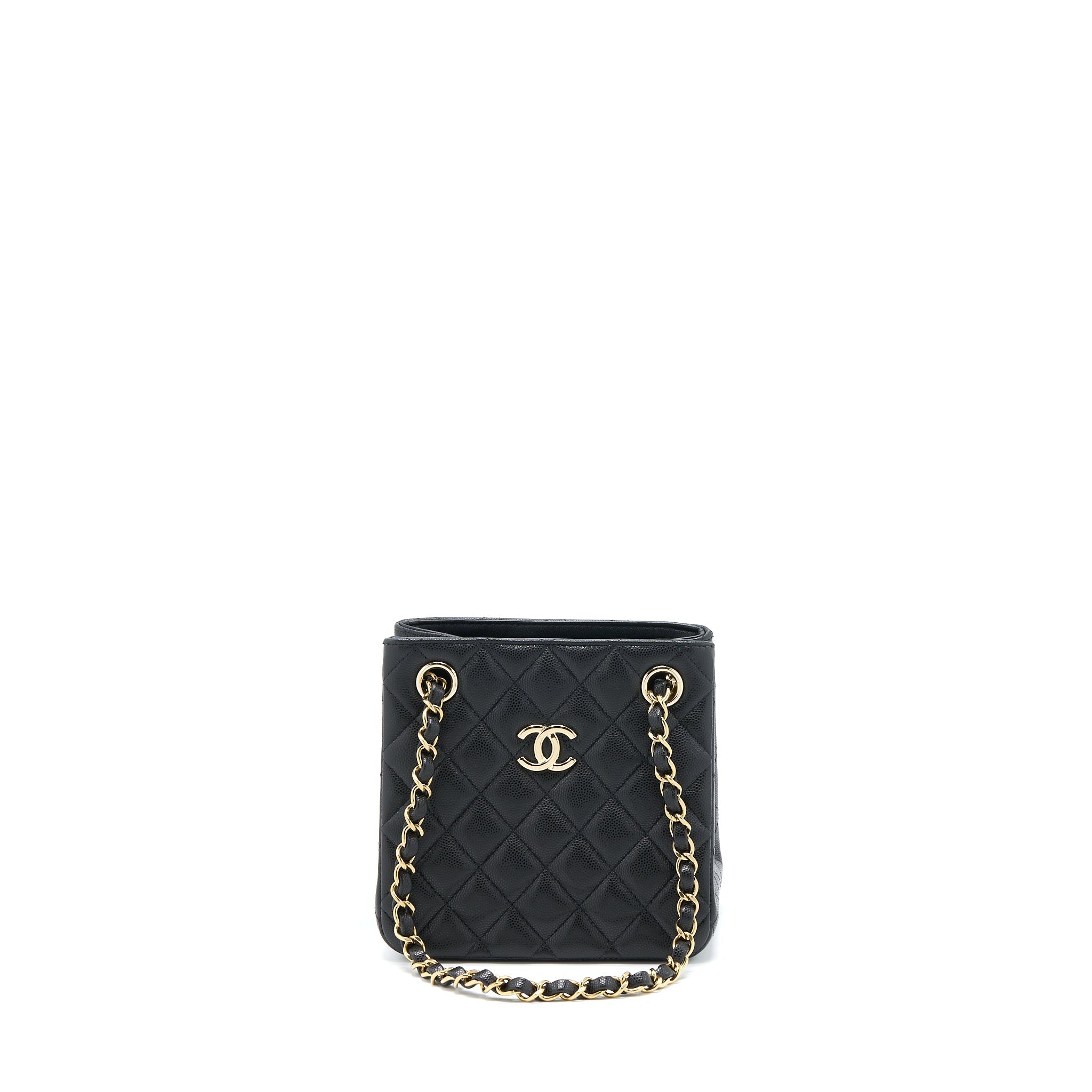CHANEL 23C MINI BUCKET BAG CAVIAR BLACK LGHW (MICROCHIP)