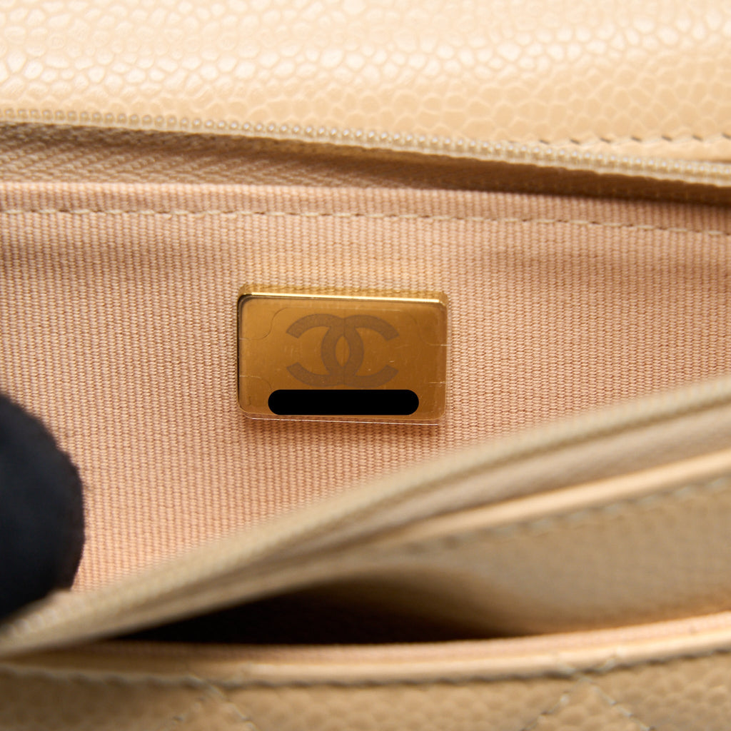 CHANEL CLASSIC WALLET ON CHAIN CAVIAR BEIGE GHW (MICROCHIP)