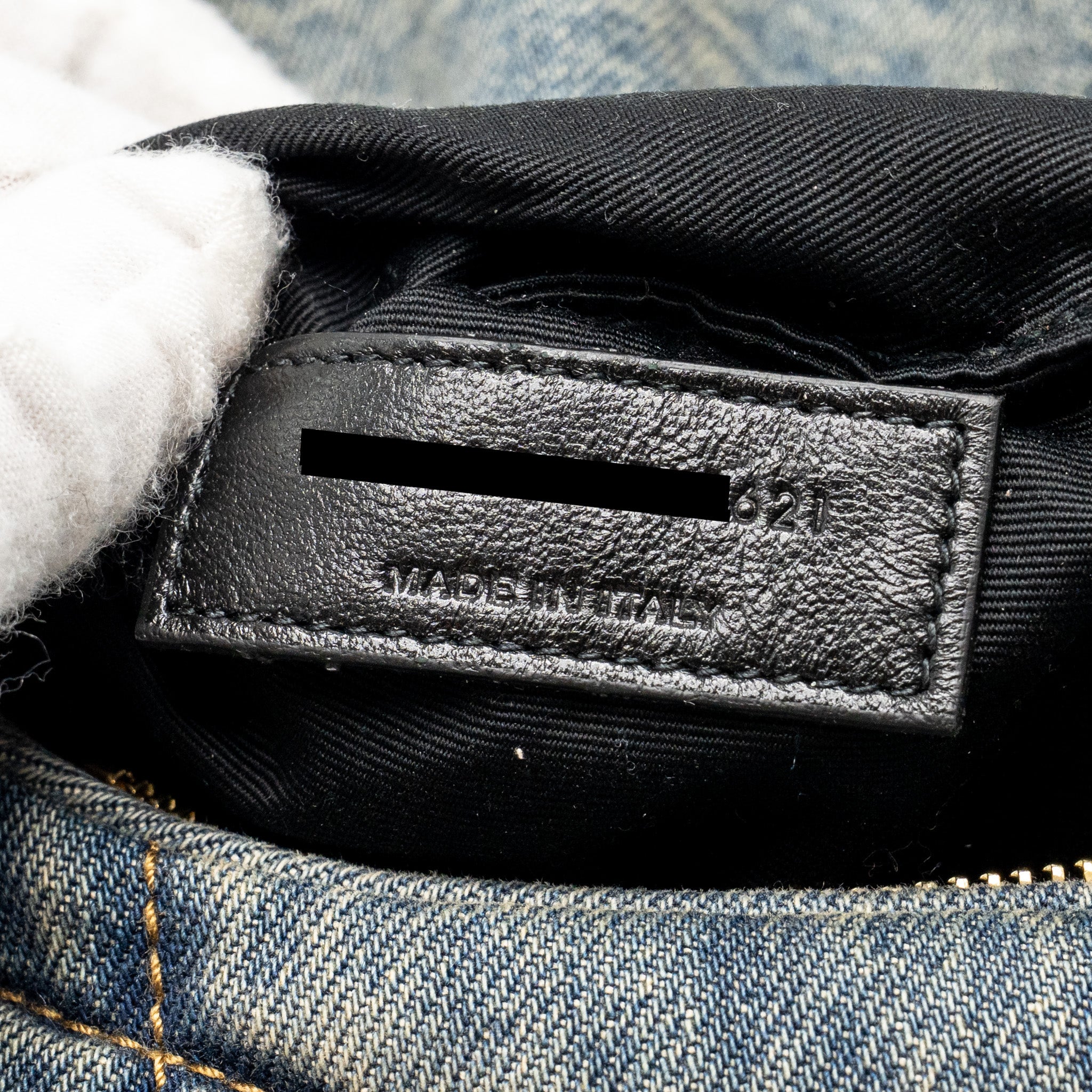 SAINT LAURENT/YSL TOY LOULOU PUFFER SHOULDER BAG DENIM INDIGO BLUE/CINNAMON GHW
