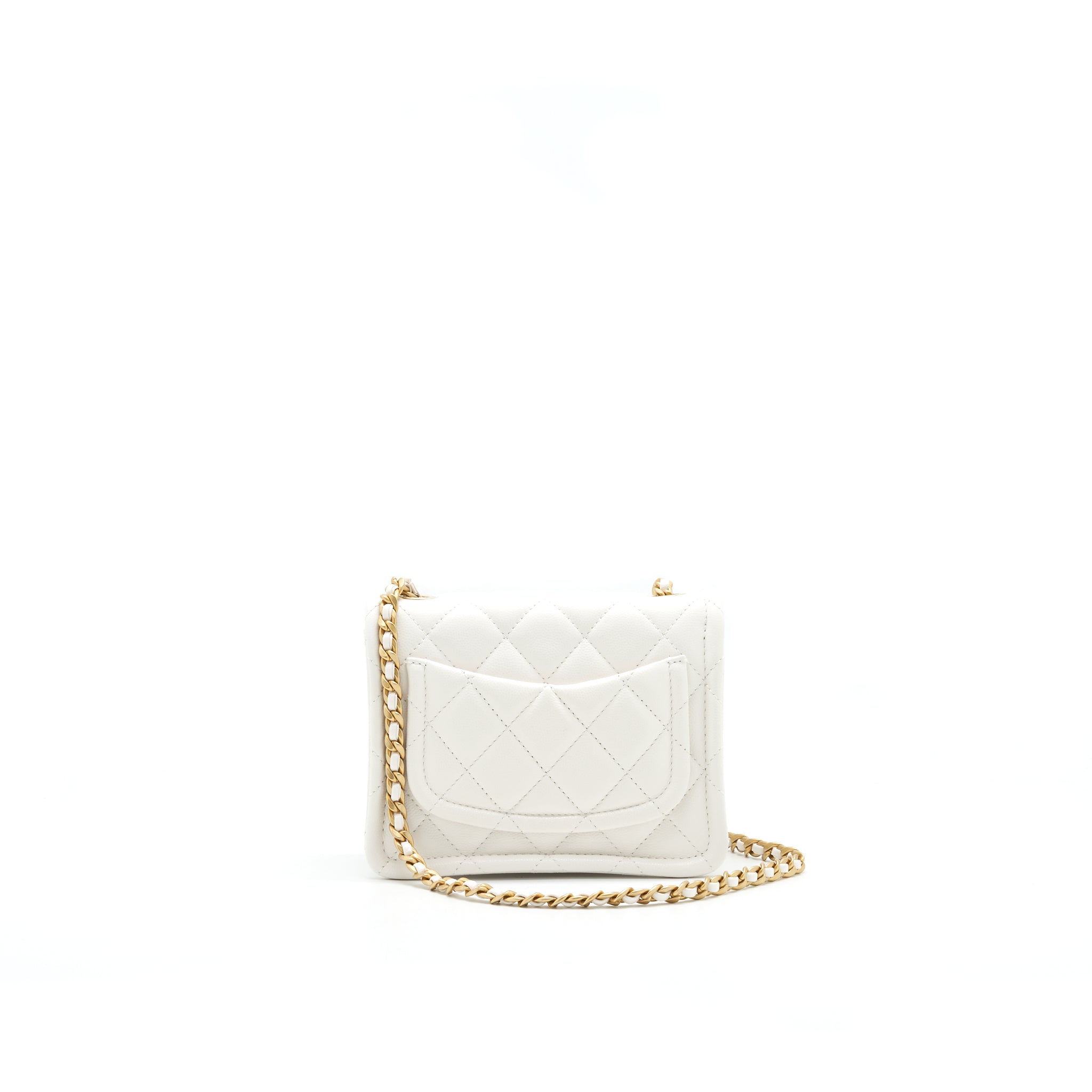 CHANEL 2021 SQUARE FLAP CROSS BODY WHITE GHW SERIAL 31