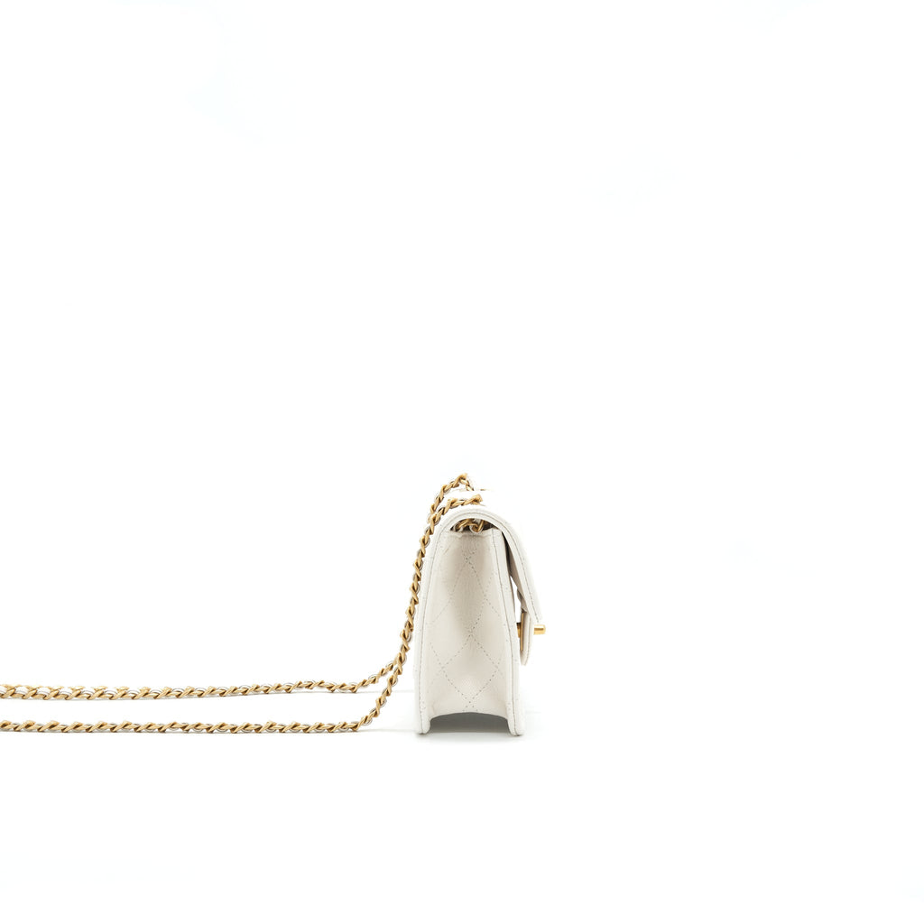 CHANEL 2021 SQUARE FLAP CROSS BODY WHITE GHW SERIAL 31
