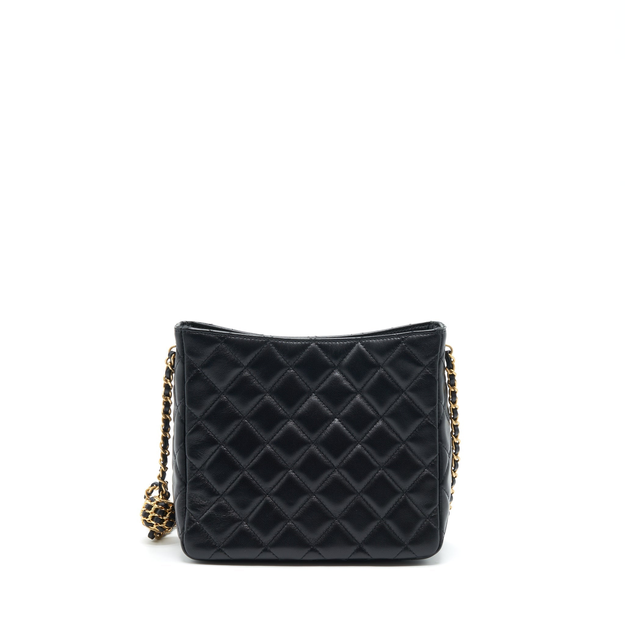 CHANEL 22S PEARL CRUSH HOBO BAG LAMBSKIN BLACK GHW (MICROCHIP)