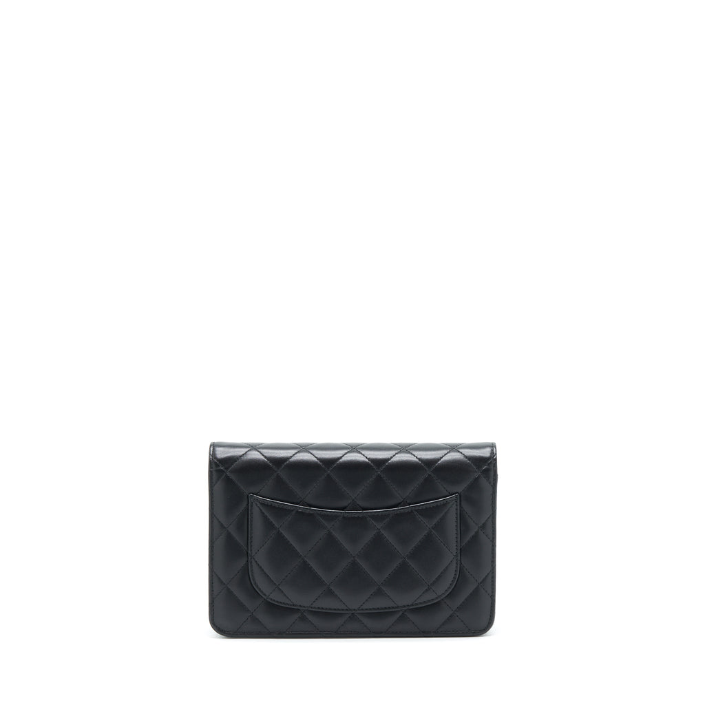 CHANEL CLASSIC WALLET ON CHAIN LAMBSKIN BLACK SHW