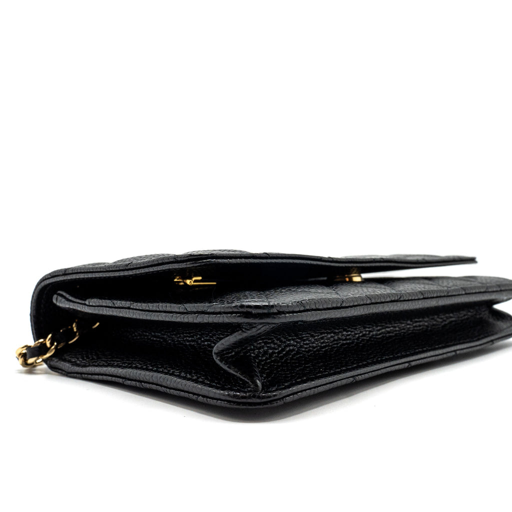 CHANEL CLASSIC WALLET ON CHAIN CAVIAR BLACK GHW (MICROCHIP)