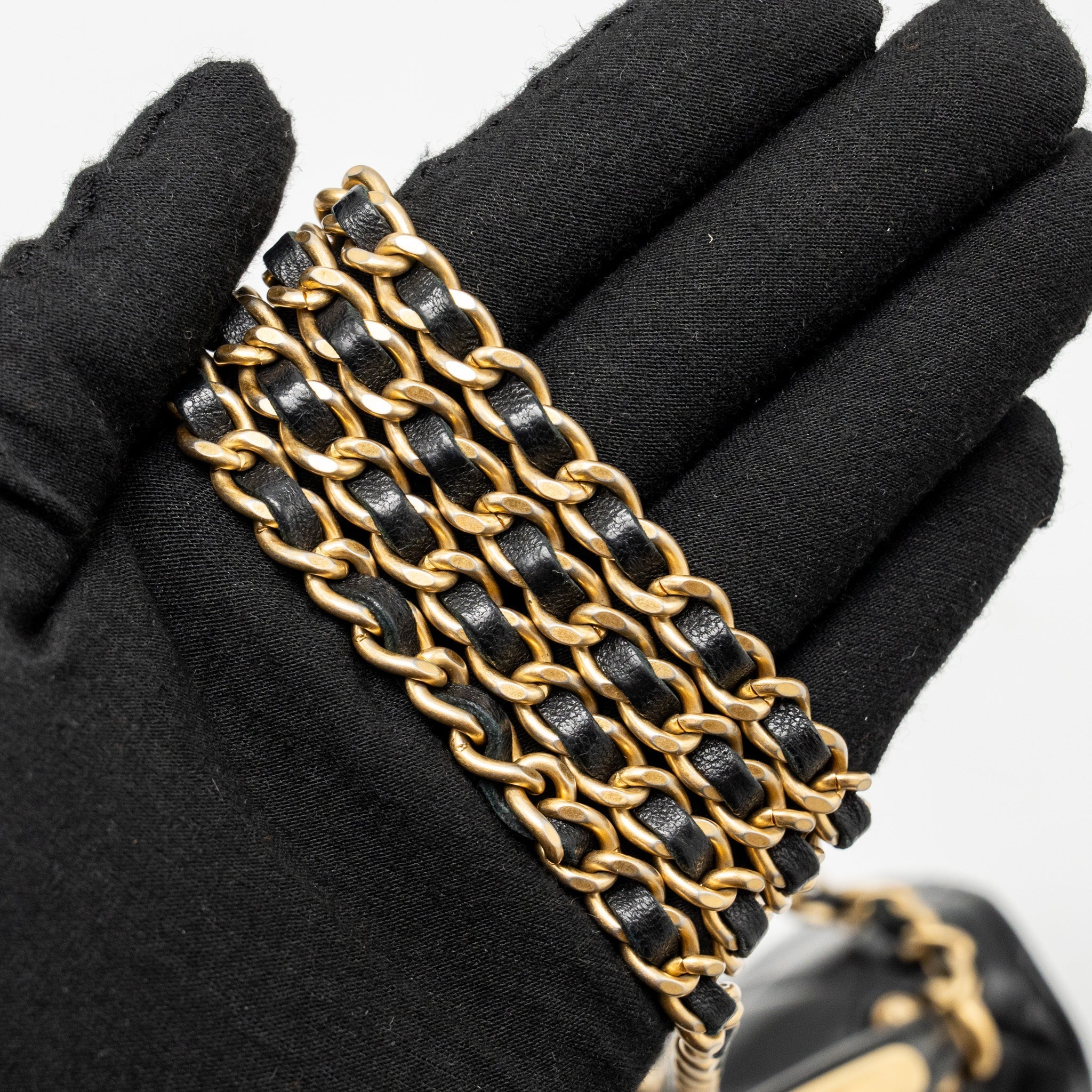 CHANEL TOP HANDLE MINI FLAP CLUTCH WITH CHAIN BLACK LAMBSKIN GHW (MICROCHIP)