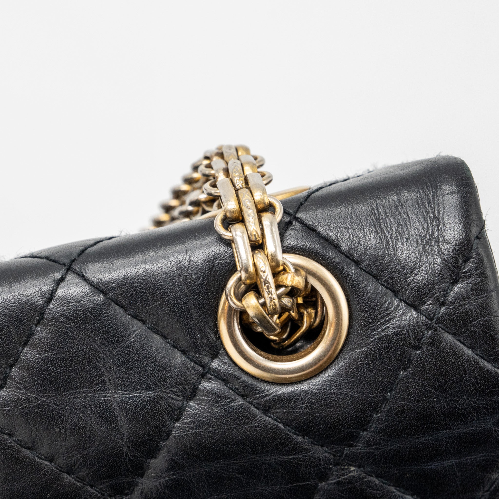 CHANEL LARGE 2.55 REISSUE FLAP BAG AGED CALFSKIN BLACK LGHW