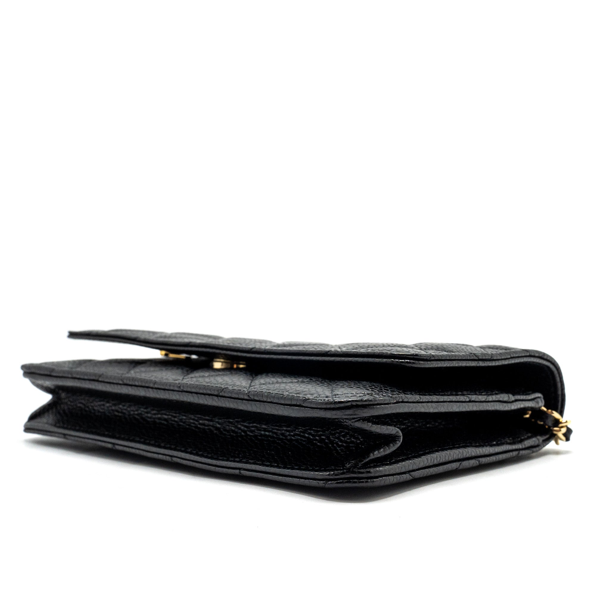 CHANEL CLASSIC WALLET ON CHAIN CAVIAR BLACK GHW (MICROCHIP)