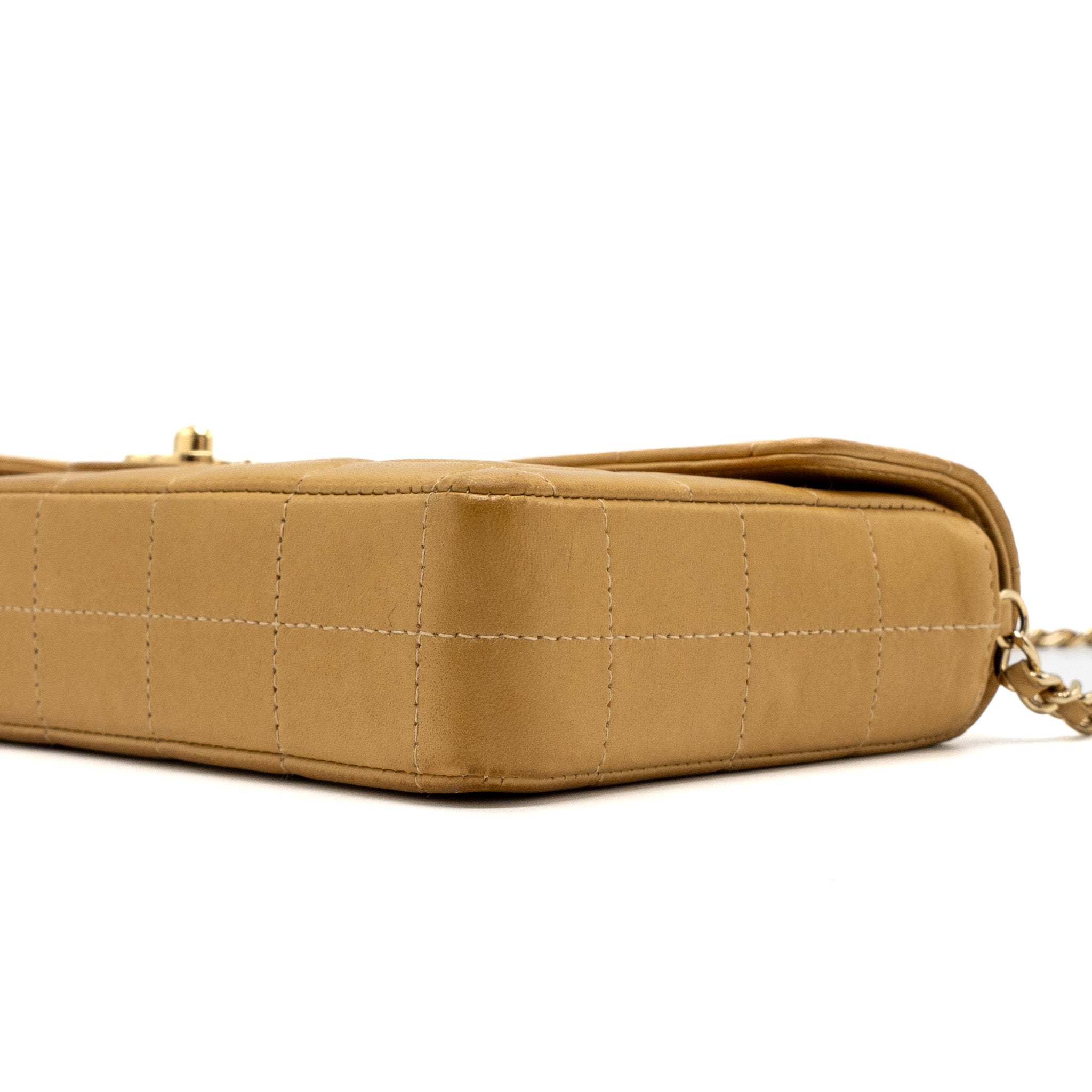 CHANEL VINTAGE FLAP BAG DARK BEIGE GHW