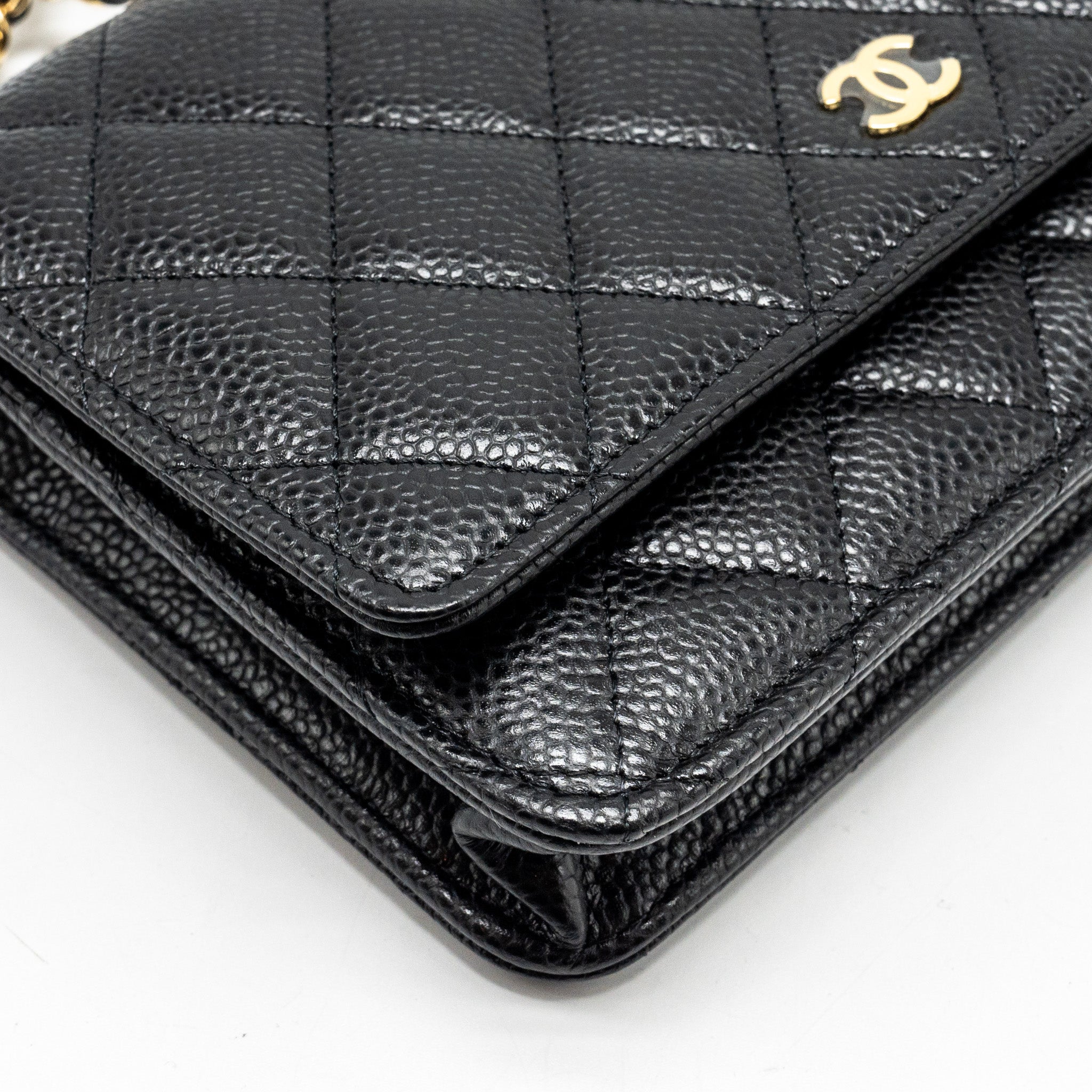 CHANEL CLASSIC WALLET ON CHAIN CAVIAR BLACK GHW (MICROCHIP)