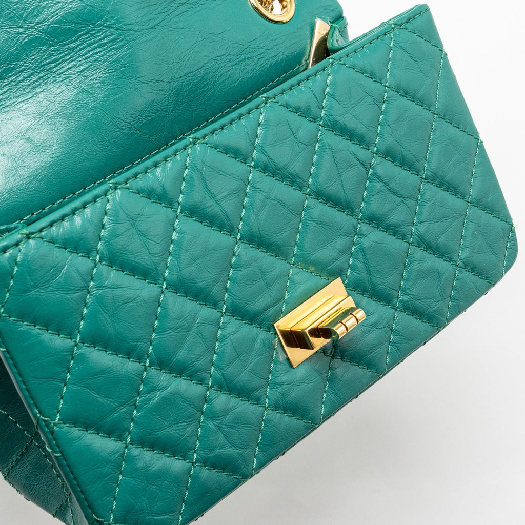 CHANEL MINI 2.55 REISSUE FLAP BAG CALFSKIN GREEN GHW