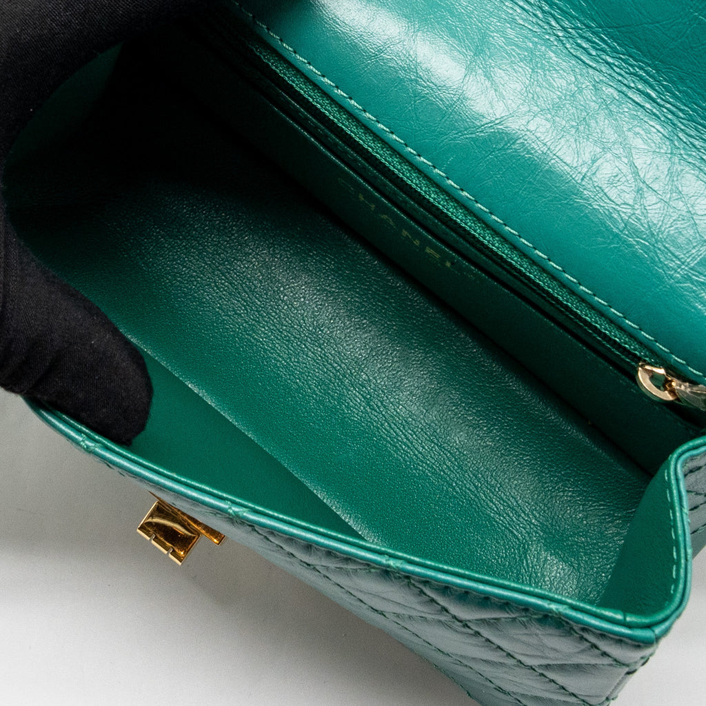 CHANEL MINI 2.55 REISSUE FLAP BAG CALFSKIN GREEN GHW