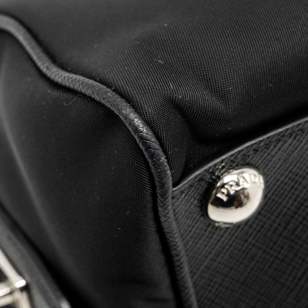 PRADA TOP HANDLE RE-EDITION 2005 NYLON BAG BLACK SHW