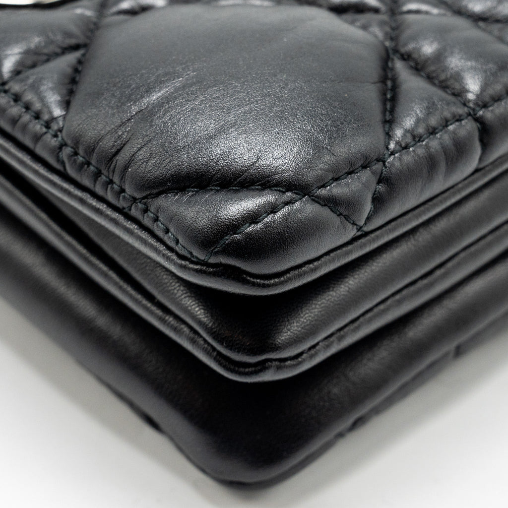 DIOR MINI CARO FLAP BAG CALFSKIN BLACK WITH BLACK HARDWARE