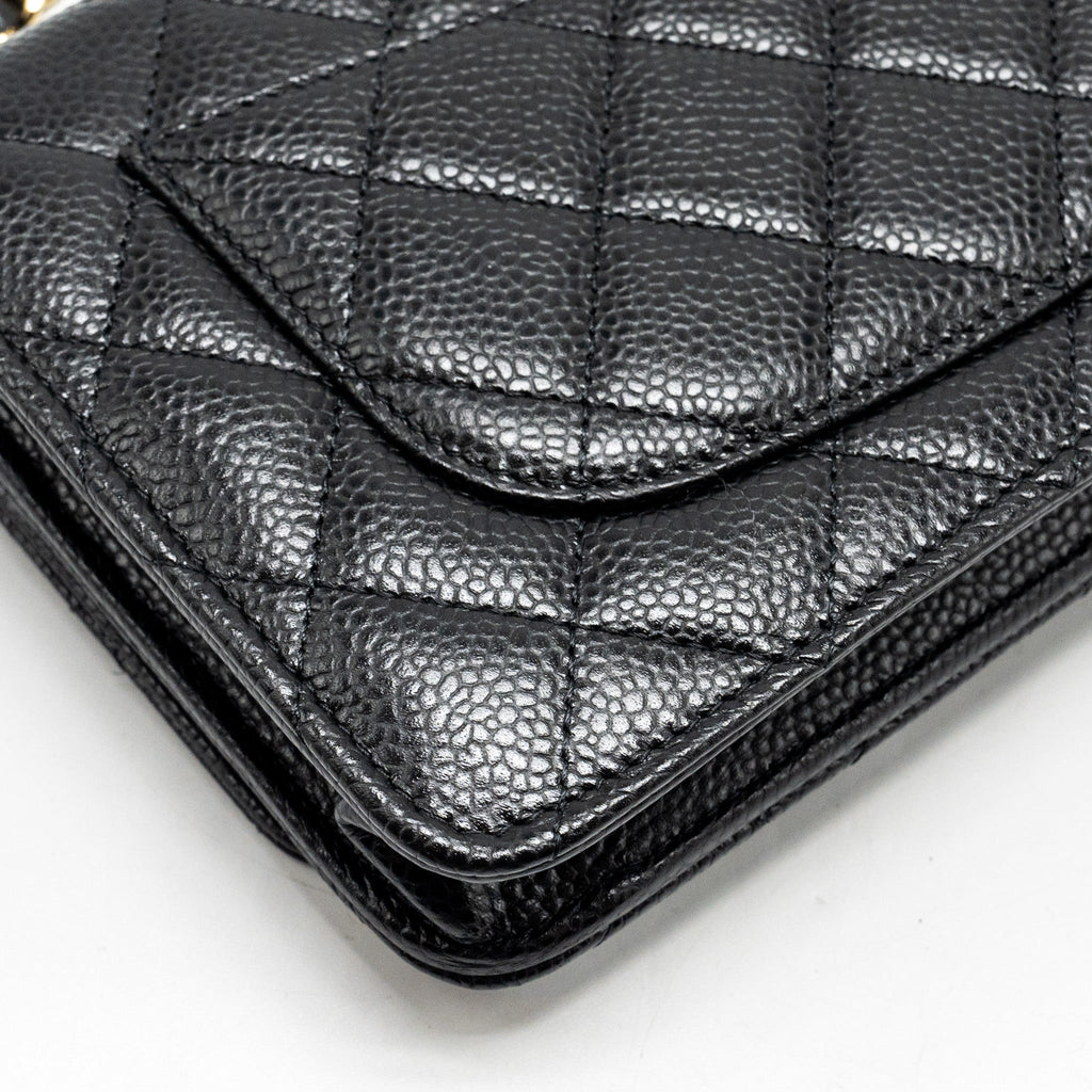 CHANEL CLASSIC WALLET ON CHAIN CAVIAR BLACK GHW (MICROCHIP)