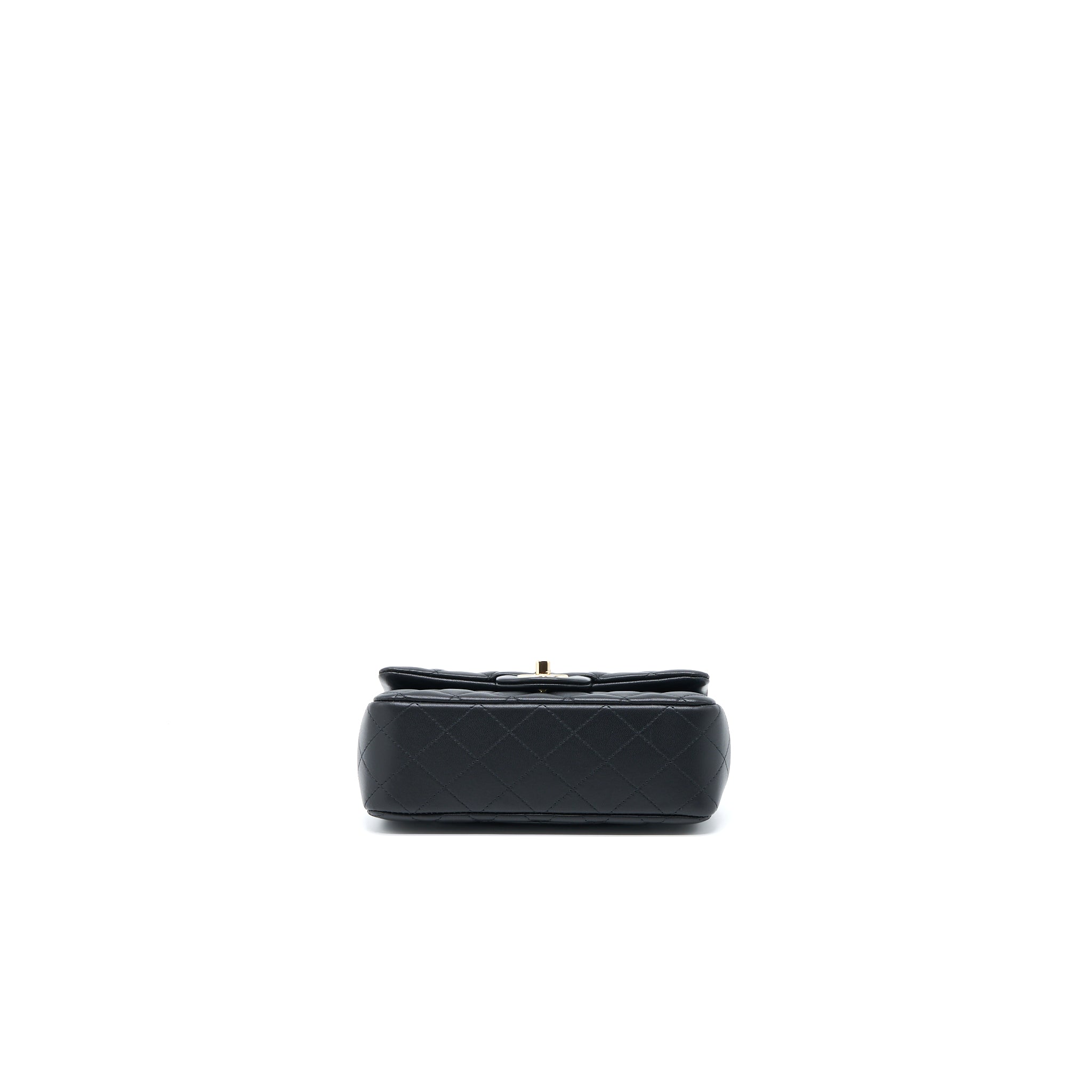 CHANEL TOP HANDLE MINI RECTANGULAR FLAP BAG LAMBSKIN BLACK LGHW (MICROCHIP)