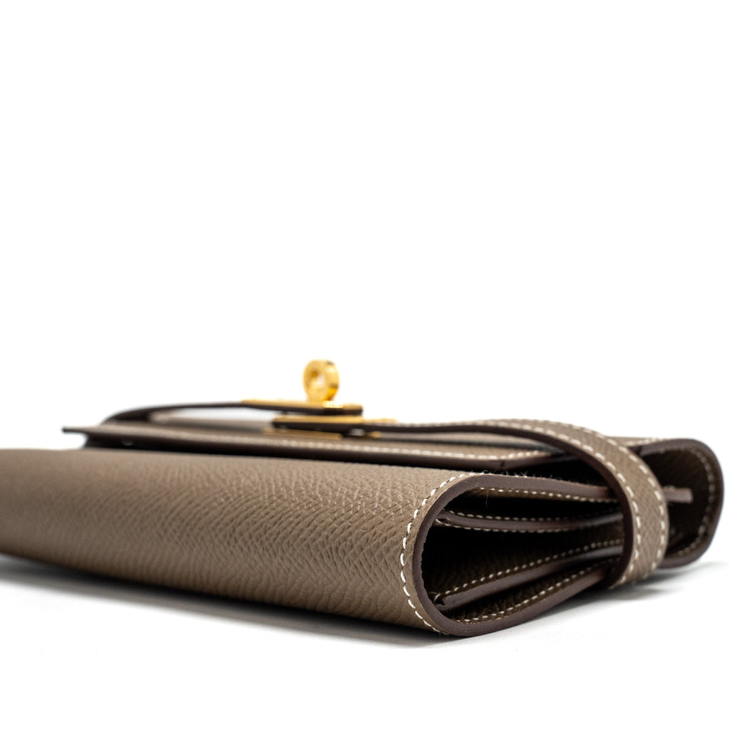 HERMES KELLY COMPACT WALLET EPSOM ETOUPE GHW