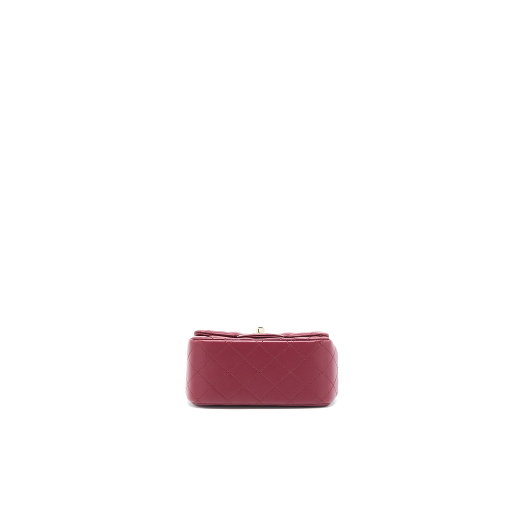 CHANEL 22A MINI SQUARE FLAP BAG LAMBSKIN BURGUNDY LGHW (MICROCHIP)