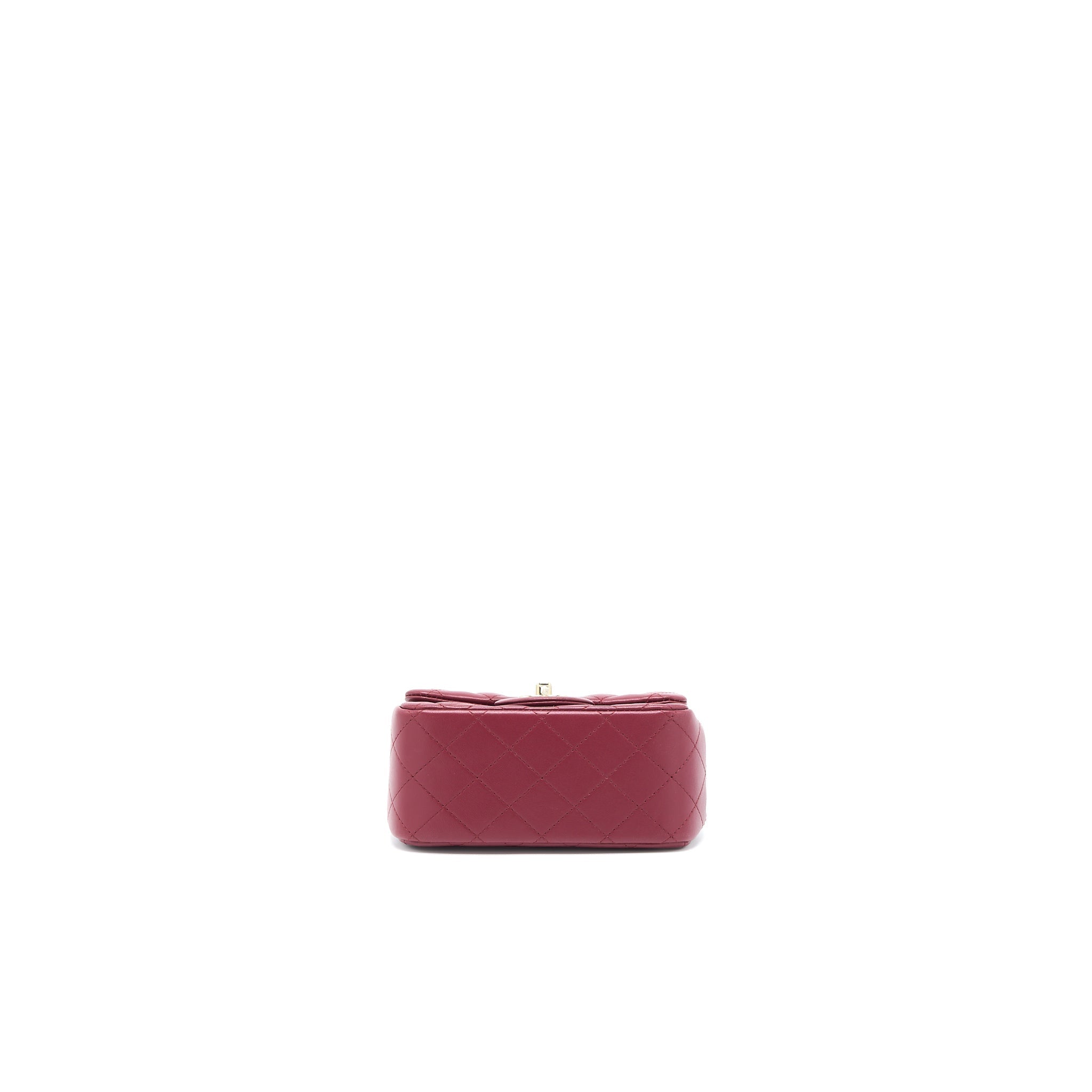 CHANEL 22A MINI SQUARE FLAP BAG LAMBSKIN BURGUNDY LGHW (MICROCHIP)