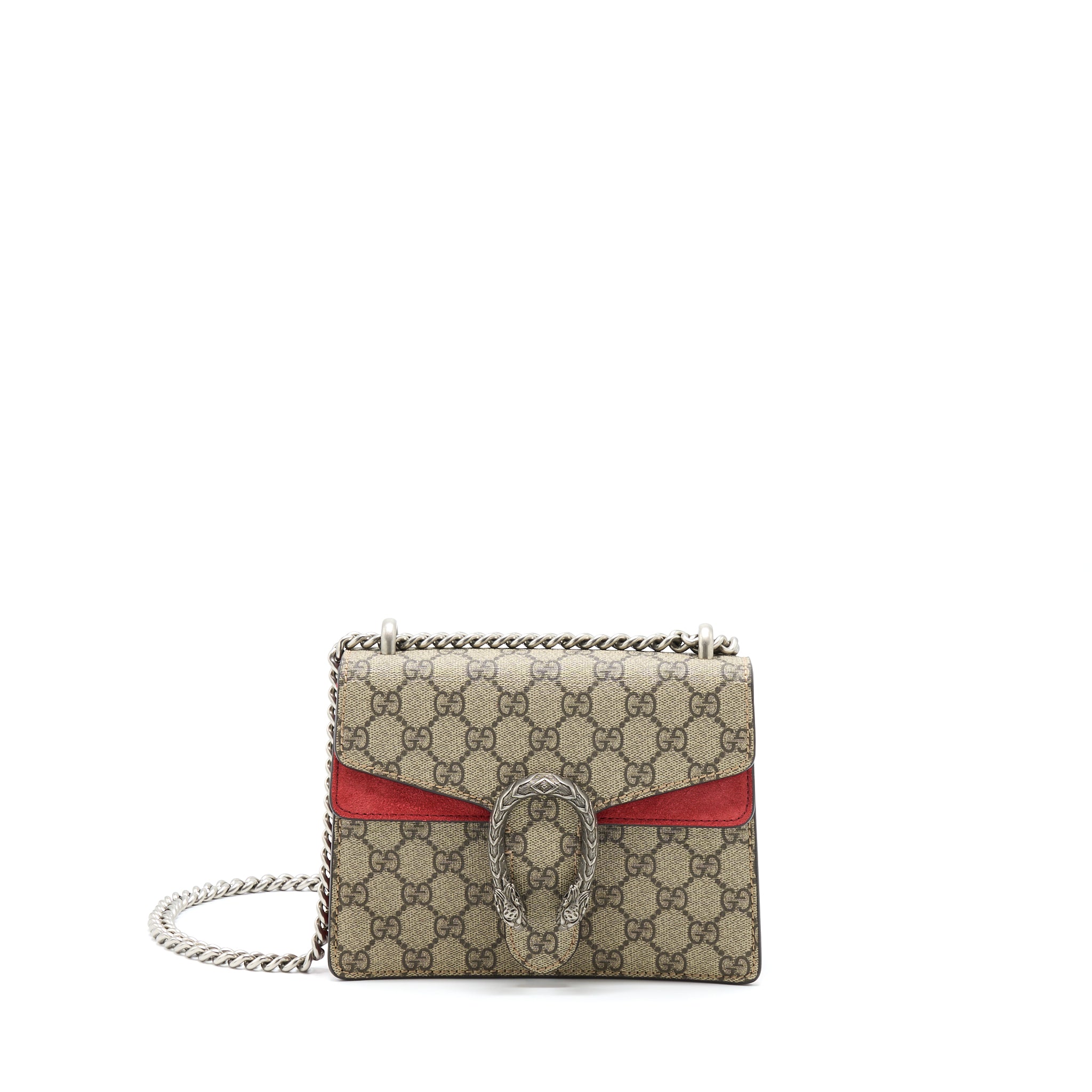 GUCCI MINI DIONYSUS SUPREME SUEDE RED CROSSBODY BAG SHW