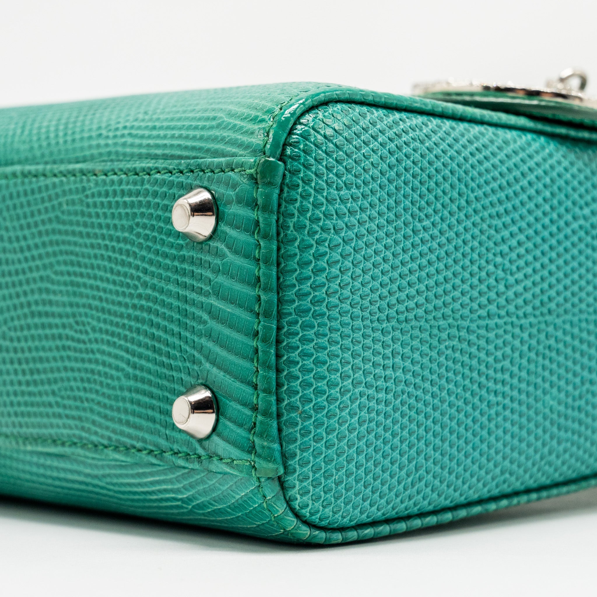 DIOR MINI LADY DIOR LIZARD GREEN CRYSTAL SHW