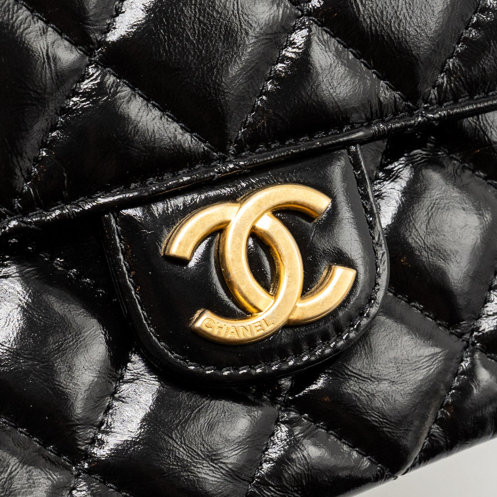 CHANEL 23B SMALL HOBO BAG SHINY CALFSKIN BLACK GHW (MICROCHIP)