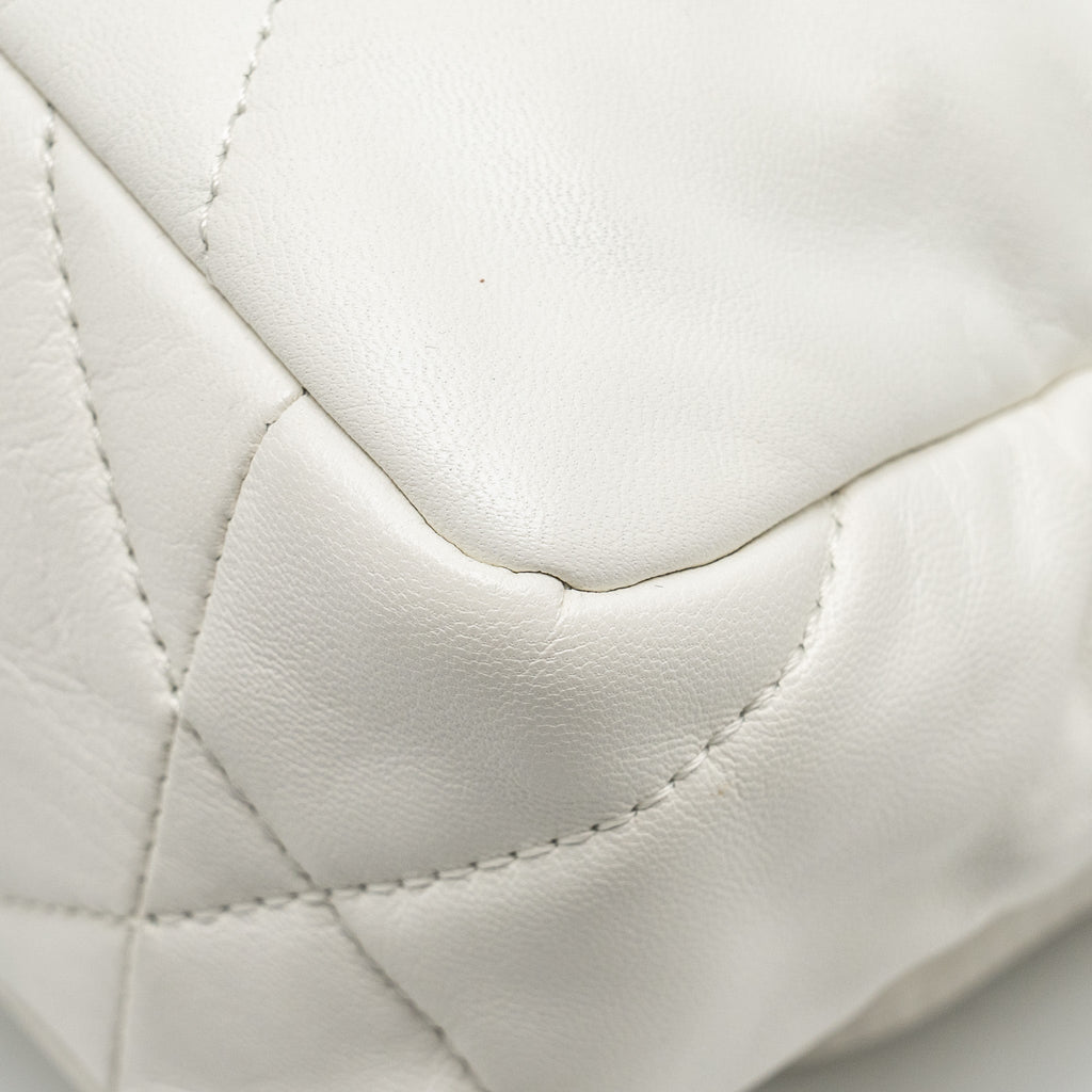 CHANEL SMALL 19 BAG SHINY GOATSKIN WHITE MULTICOLOURED HARDWARE