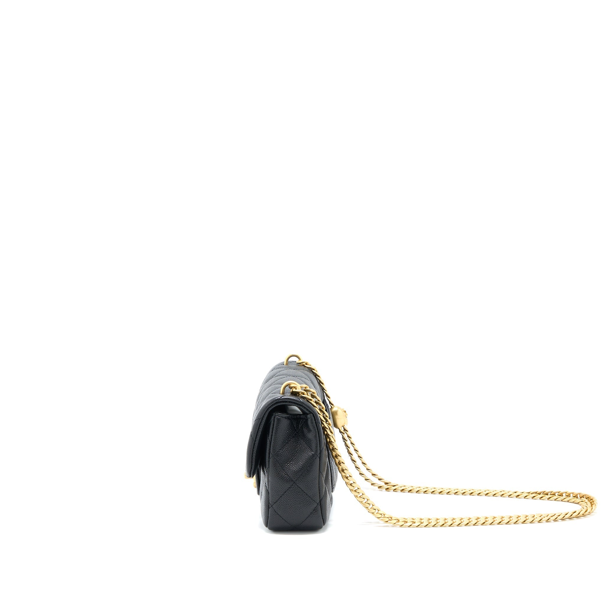CHANEL 23P MINI COCO LOVE FLAP BAG CAVIAR BLACK GHW (MICROCHIP)
