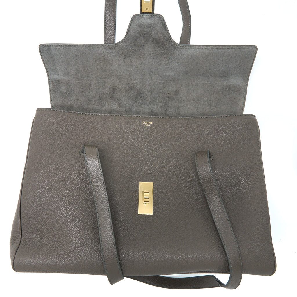CELINE MEDIUM SOFT 16 BAG GRAINED CALFSKIN DARK GREY GHW