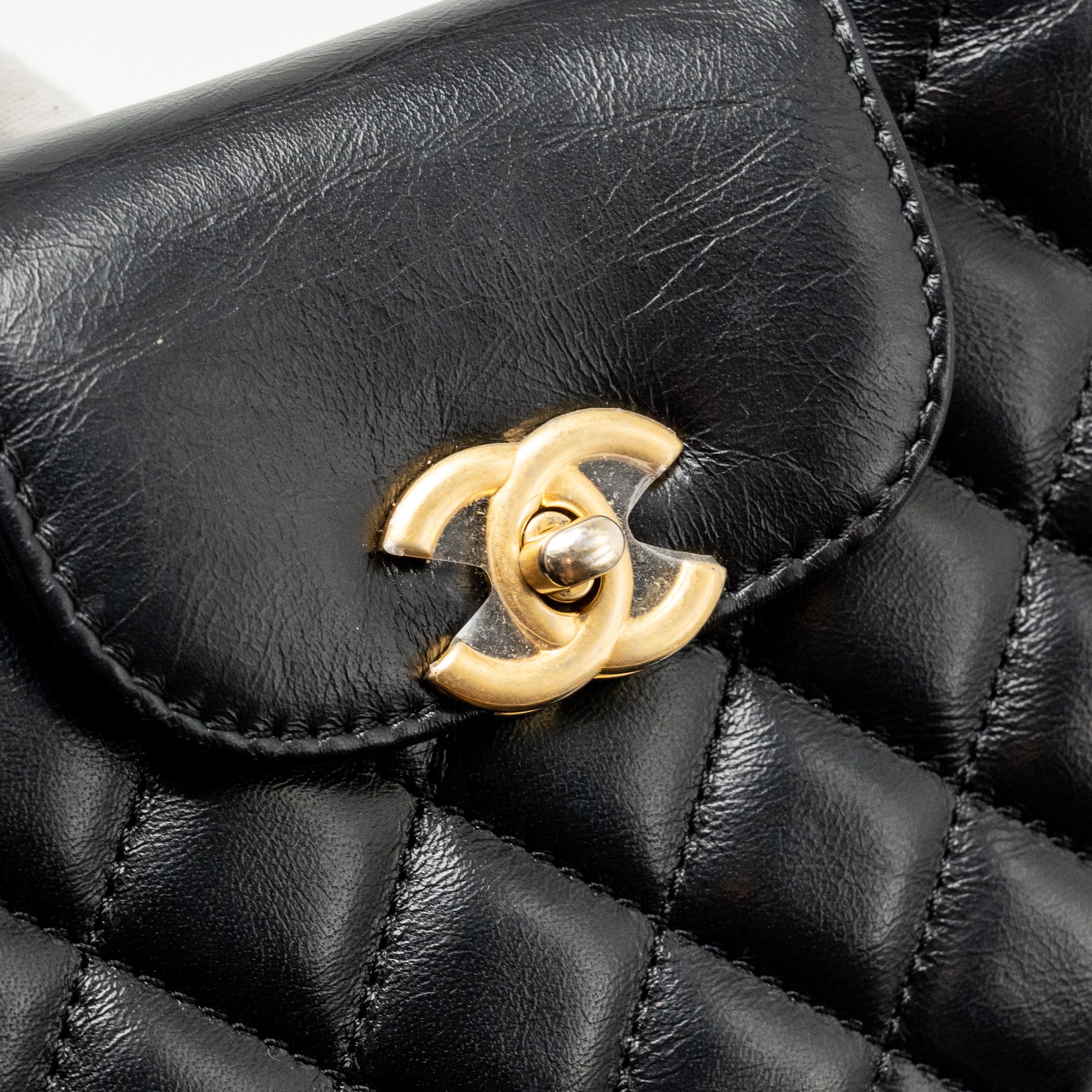 CHANEL MINI KELLY SHOPPING TOTE BAG CALFSKIN BLACK GHW (MICROCHIP)
