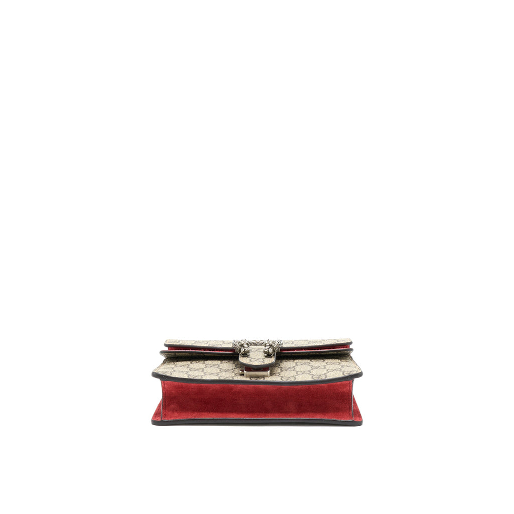 GUCCI MINI DIONYSUS SUPREME SUEDE RED CROSSBODY BAG SHW