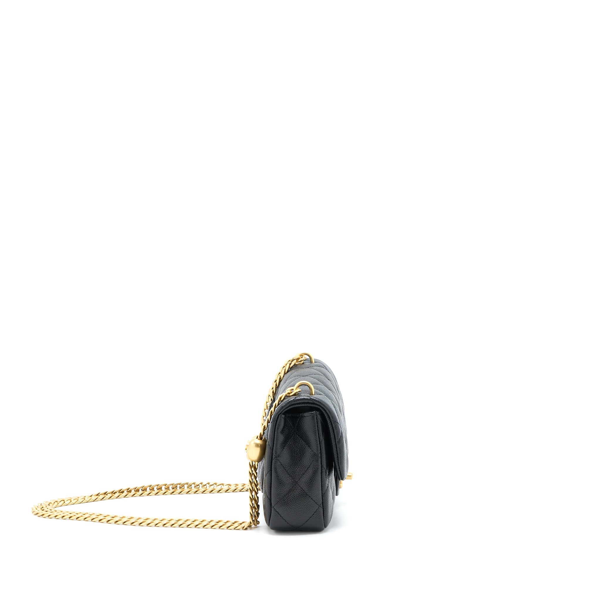 CHANEL 23P MINI COCO LOVE FLAP BAG CAVIAR BLACK GHW (MICROCHIP)