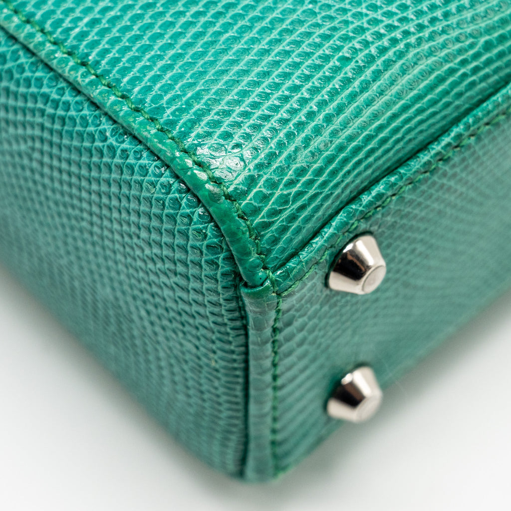 DIOR MINI LADY DIOR LIZARD GREEN CRYSTAL SHW