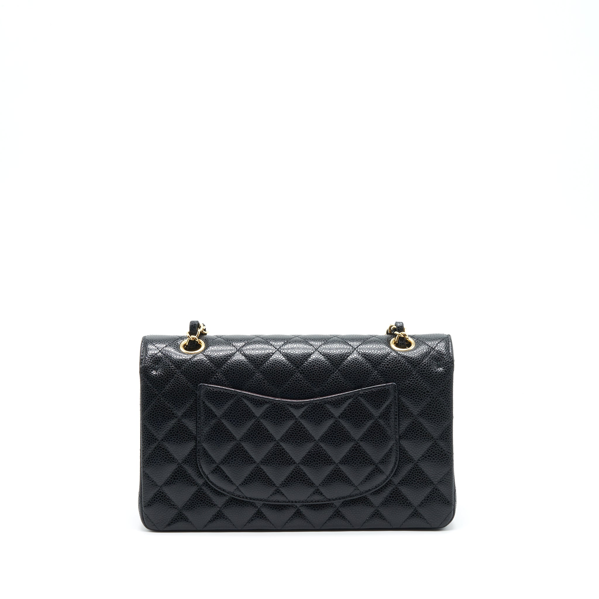 CHANEL MEDIUM CLASSIC DOUBLE FLAP BAG CAVIAR BLACK GHW (MICROCHIP)