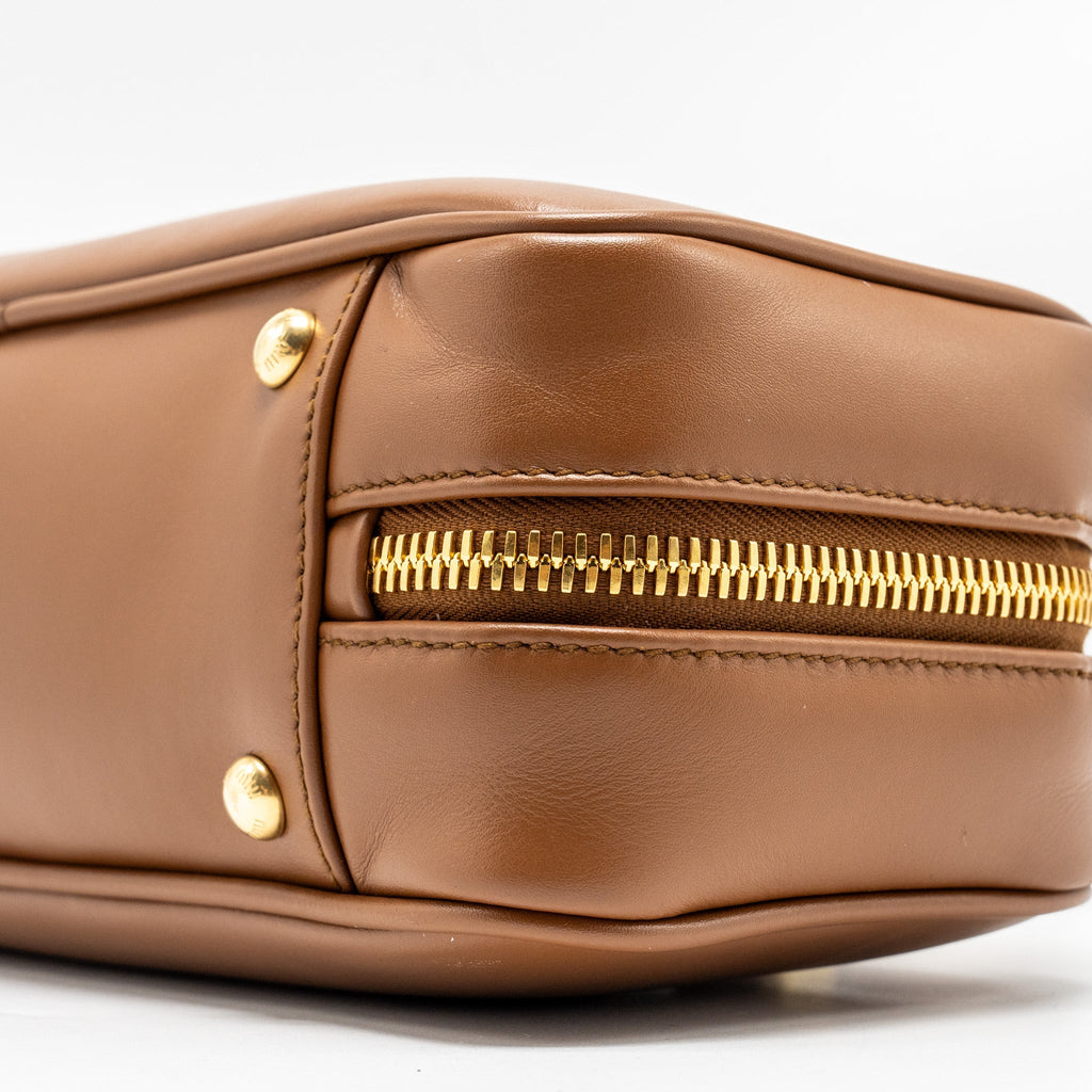 MIU MIU COGNAC ARCADIE LEATHER BAG GHW
