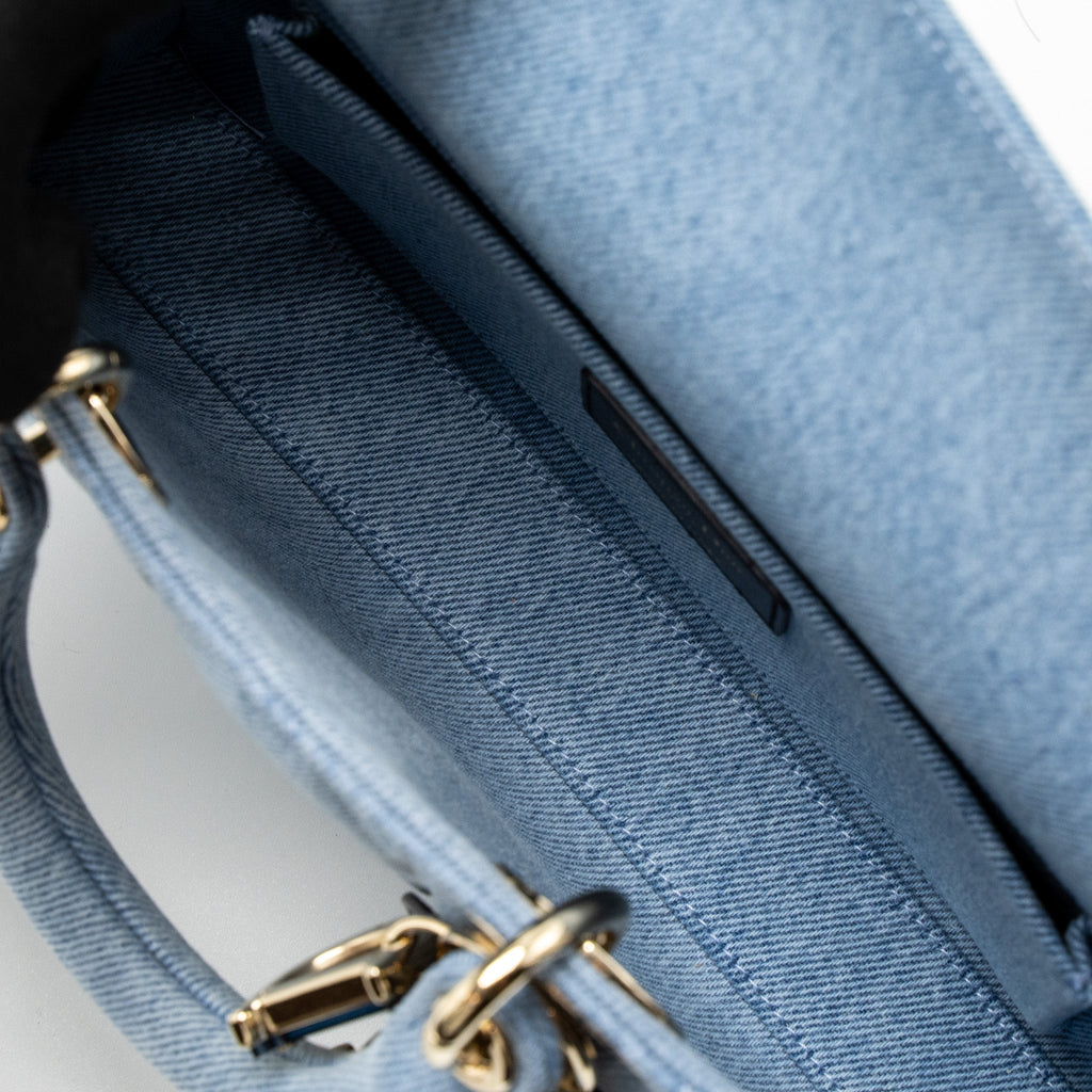 DIOR SMALL LADY D-JOY BAG MACROCANNAGE DENIM BLUE LGHW