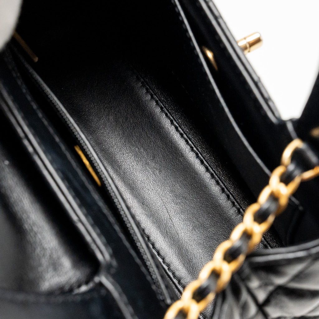 CHANEL MINI KELLY SHOPPING TOTE BAG CALFSKIN BLACK GHW (MICROCHIP)