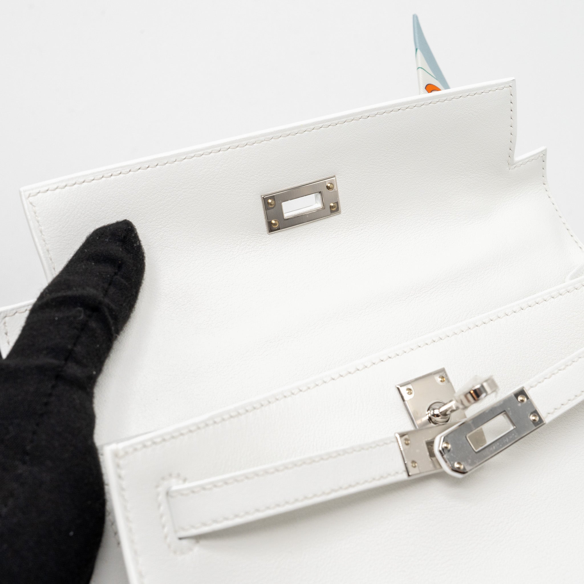 HERMES KELLY POCHETTE SWIFT NEW WHITE SHW