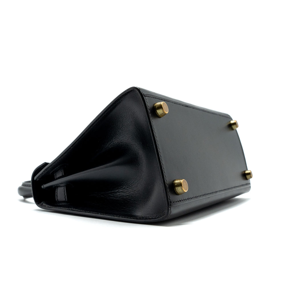 HERMES VINTAGE KELLY 20 BOX CALFSKIN BLACK GHW